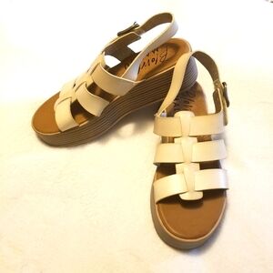 Blowfish Malibu Womens Beige Platform Wedge Sandals Size 8 1/2